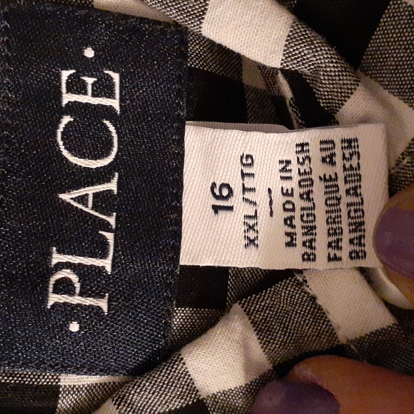 3 long sleeved black&white checked shirts sz16 - Picture 1 of 4